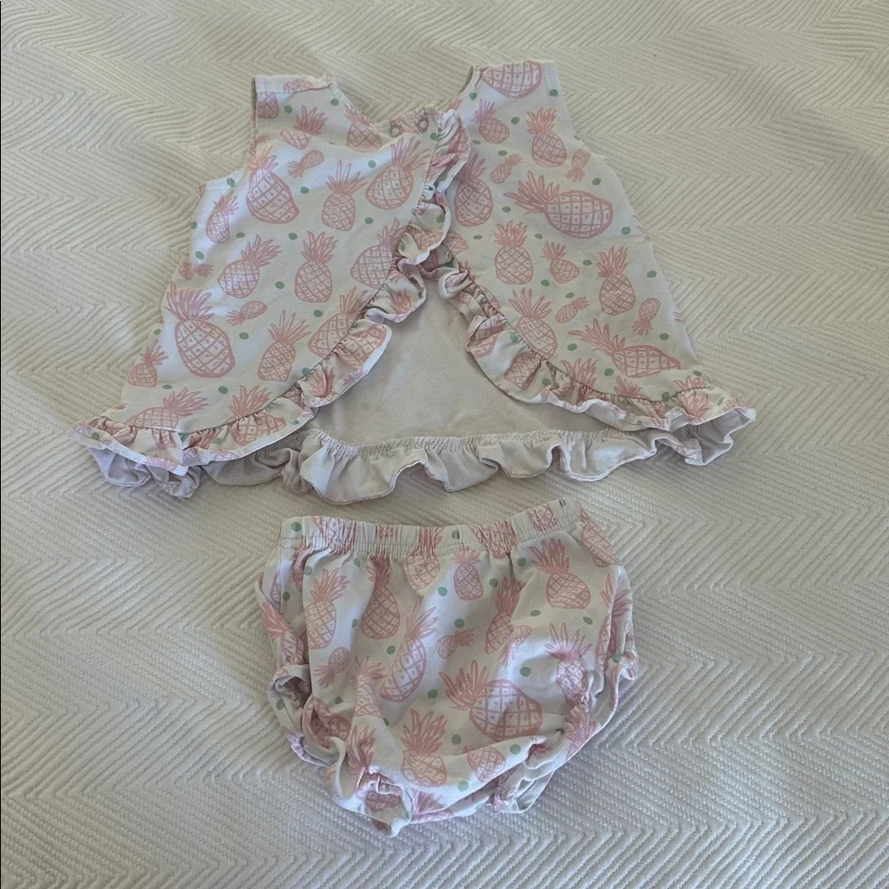 Pineapple Print Ruffle Diaper Cover Set - Pink